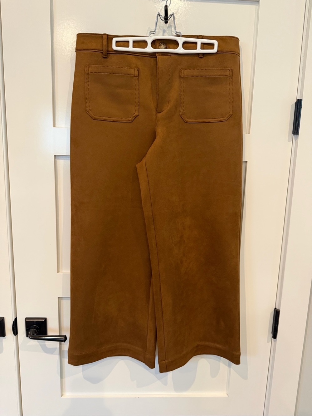 LOFT Wide-Leg Faux Suede Pants in Camel Brown
